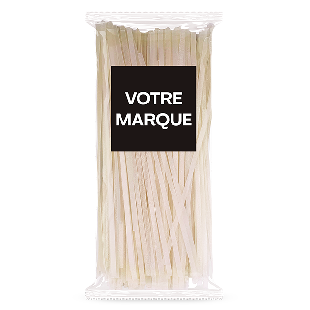 Tagliatelles de riz en marque blanche The French Noodle Factory pack plastique WEB